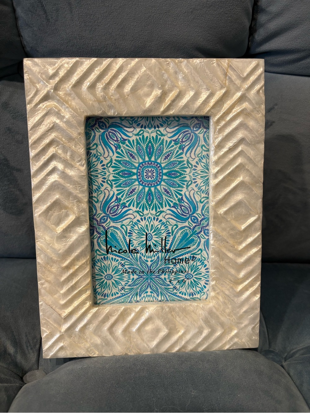Nicole Miller Pearl Chevron Photo Frame - Ivory White